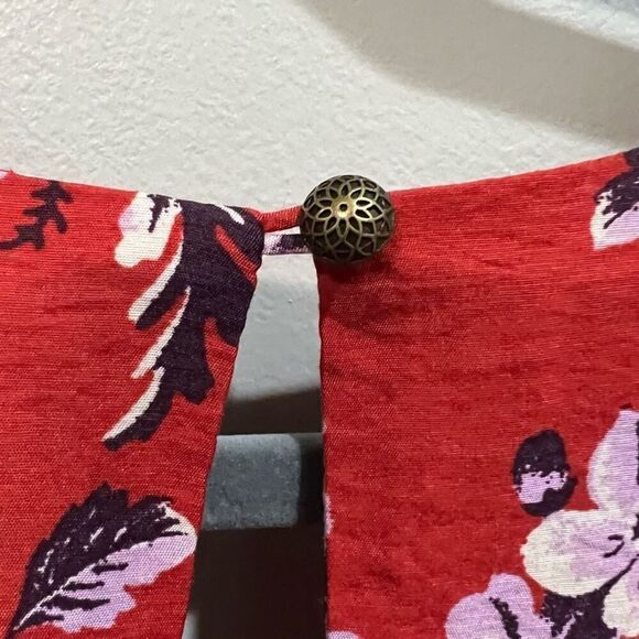 Anthropologie Maeve red floral puff sleeve maxi dress size 4 NWT - Picture 11 of 15